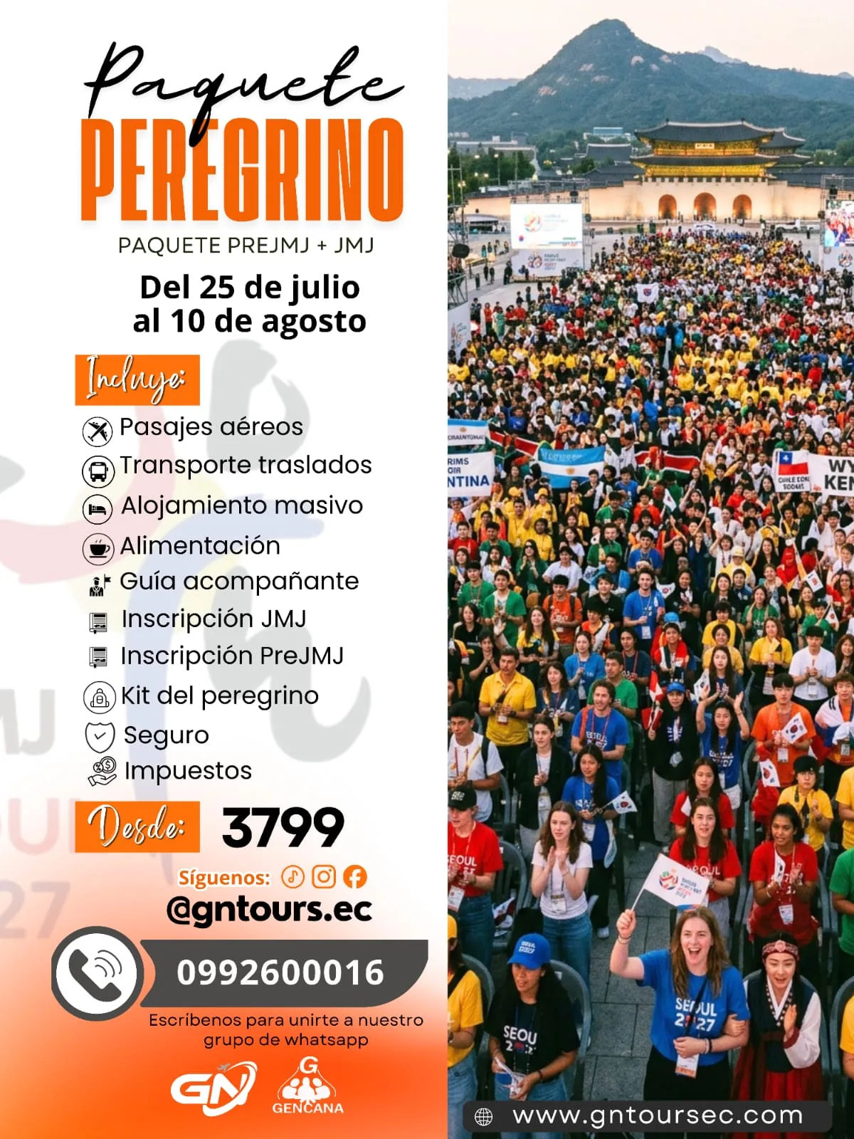 Flyer Paquete Caminante PreJMJ + JMJ