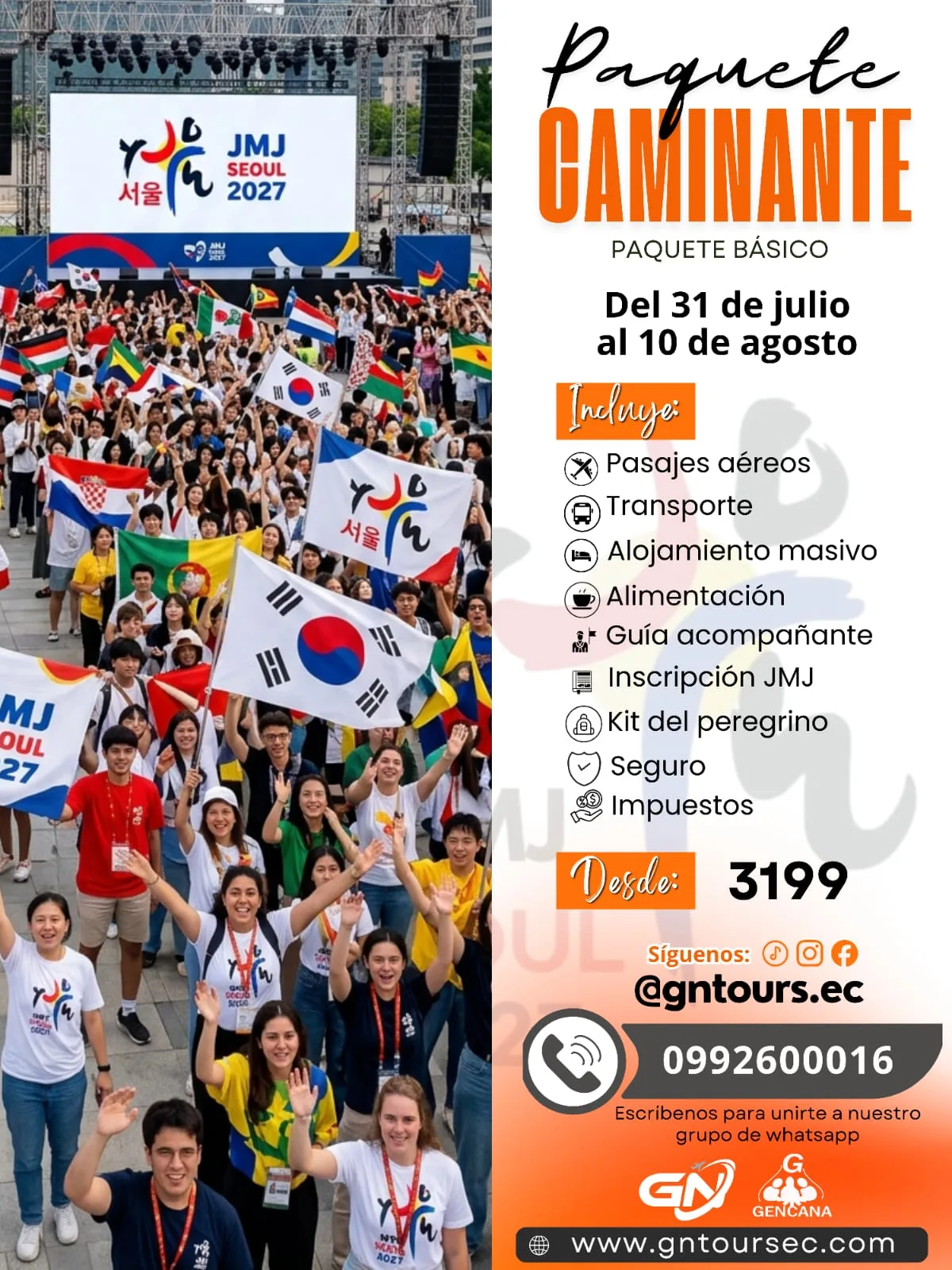 Flyer Paquete Caminante PreJMJ + JMJ